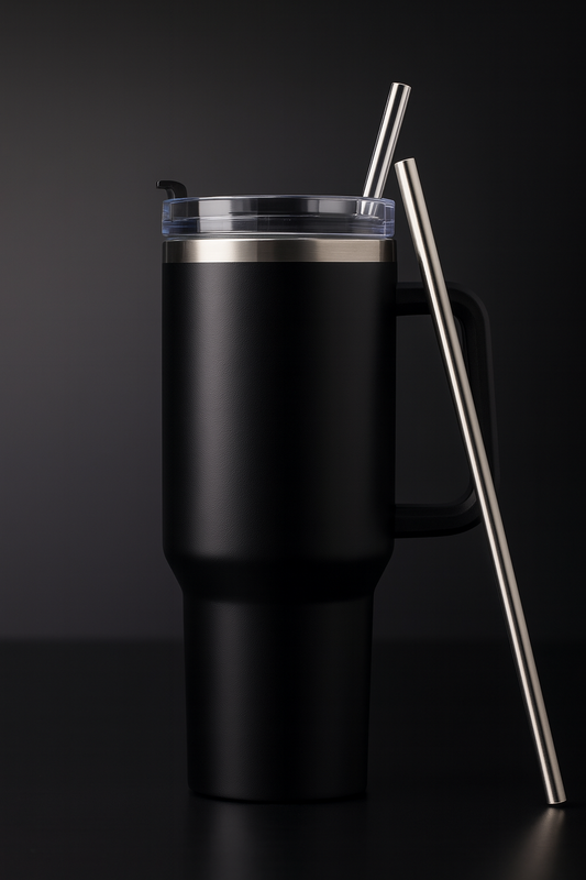 Premium Stainless Steel Insulated Tumbler With Straw & Handle | Hot & Cold Travel Mug 