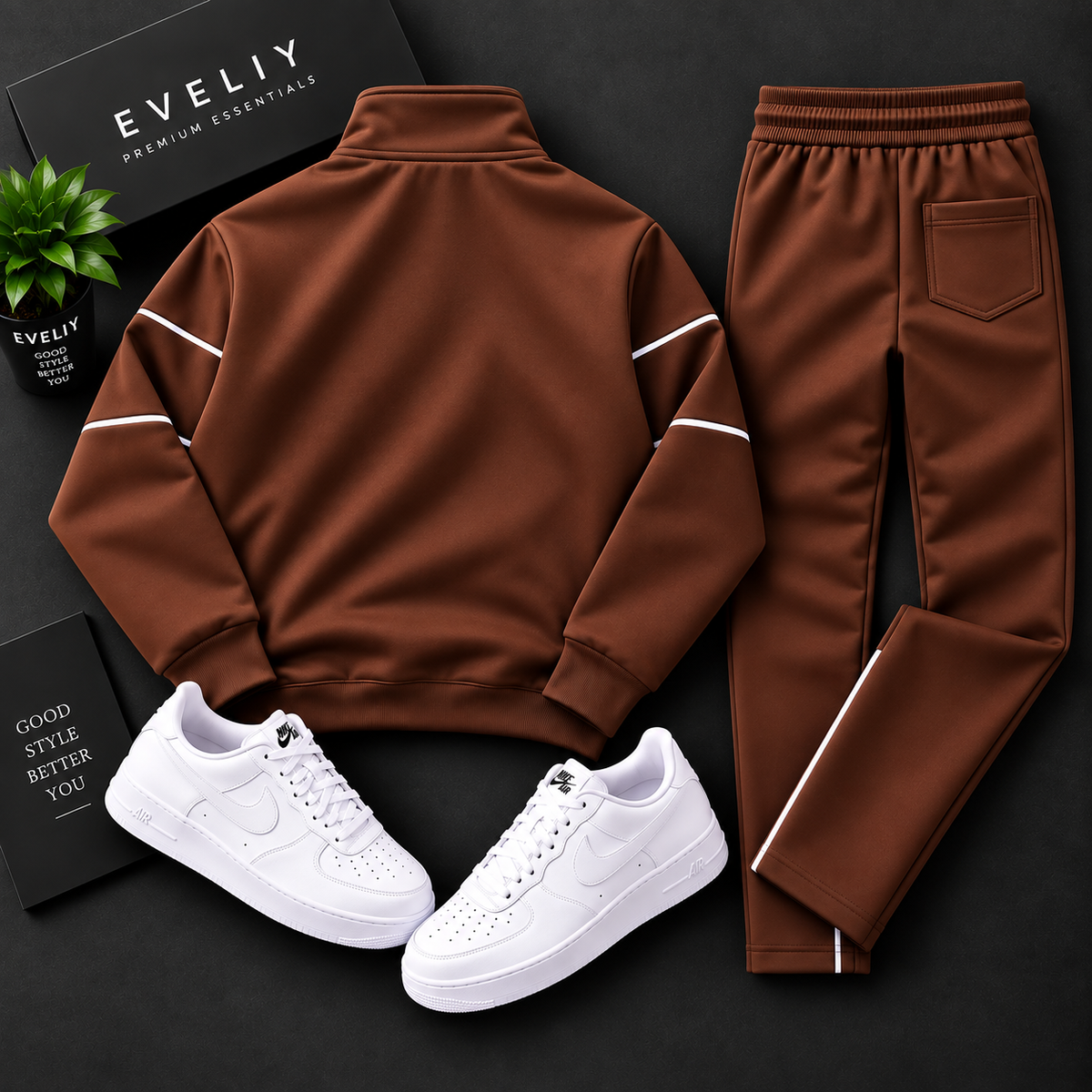 EVELIY 320 GSM Cotton Fleece Premium Tracksuit for Men