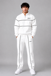 EVELIY Men's Premium White Tracksuit | Half Zip | Regular Fit | Cotton Fleece