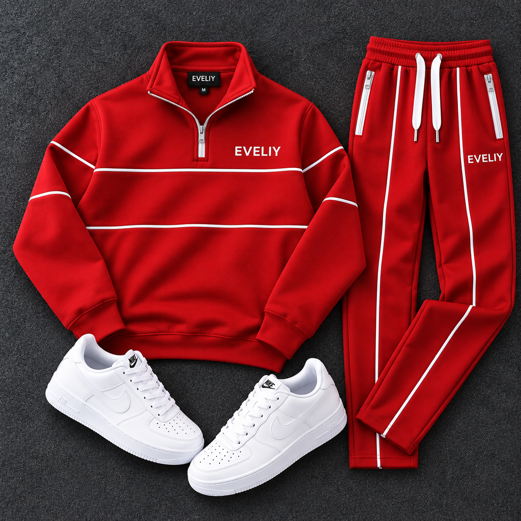 EVELIY 320 GSM Cotton Fleece Premium Tracksuit for Men
