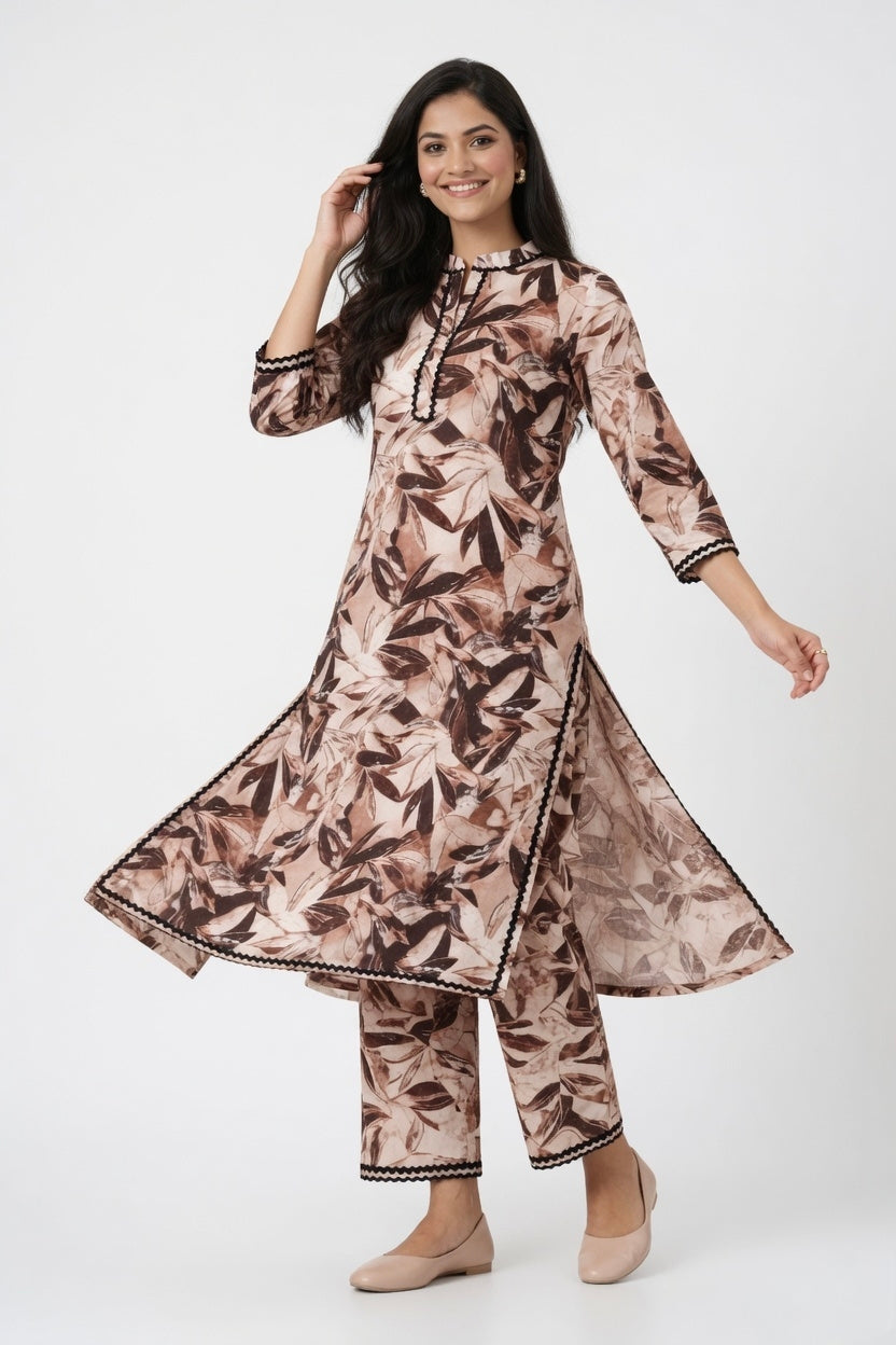 EVELIY Women’s Printed Kurta Pant Set | Stylish Floral Kurti with Pants | Casual & Ethnic Wear for Women
