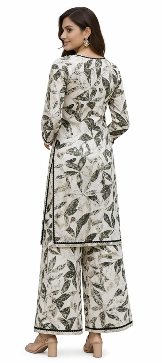 EVELIY Women’s Floral Kurta Pant Set | Stylish Printed Kurti with Palazzo | Daily & Office Wear Ethnic Se
