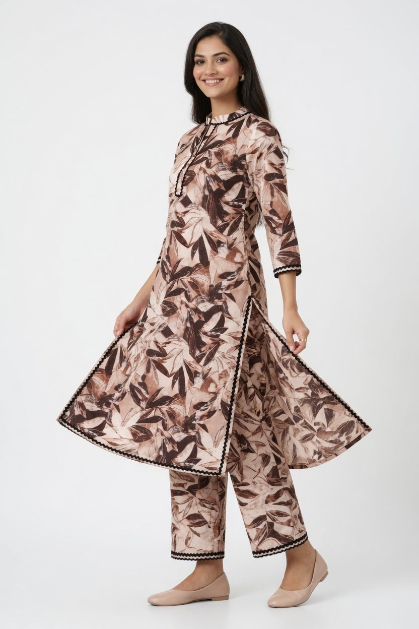 EVELIY Women’s Printed Kurta Pant Set | Stylish Floral Kurti with Pants | Casual & Ethnic Wear for Women