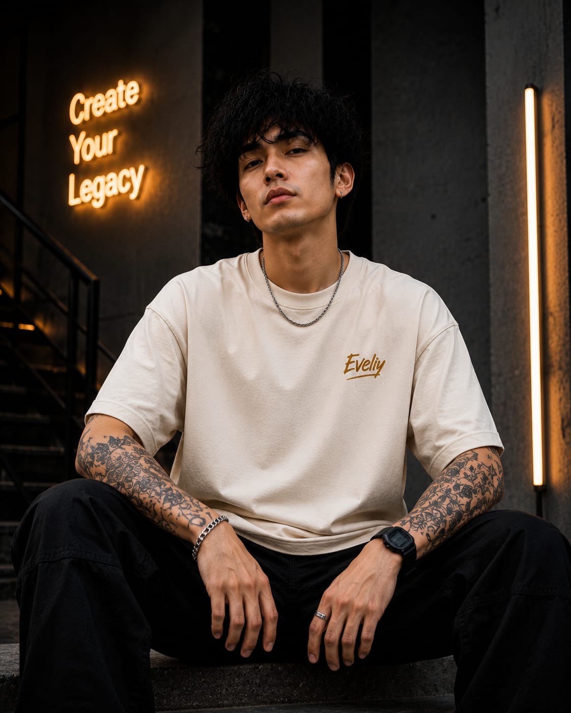 Eveliy Oversized Graphic T-Shirt for Men | Streetwear Printed Cotton Tee