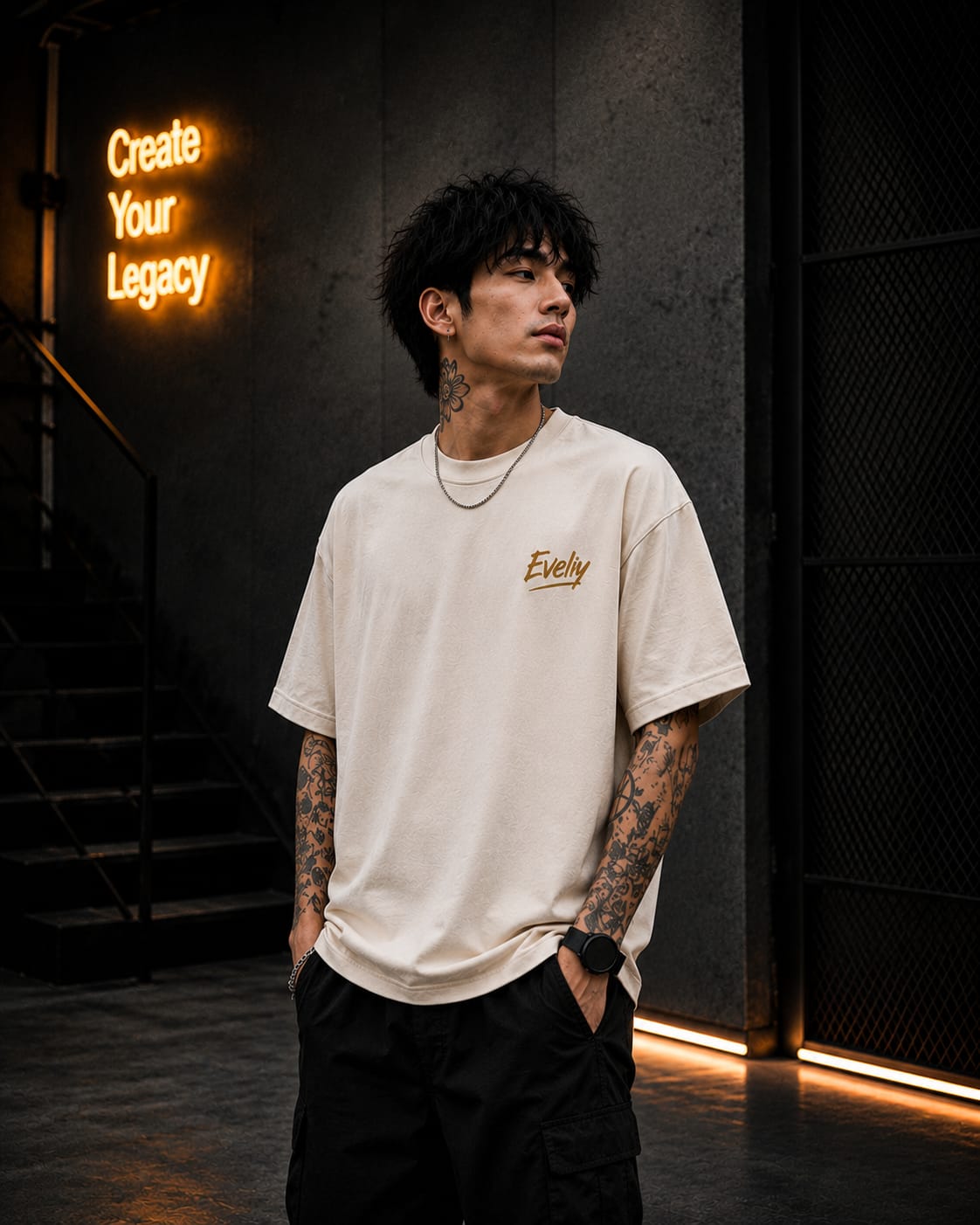 Eveliy Oversized Graphic T-Shirt for Men | Streetwear Printed Cotton Tee