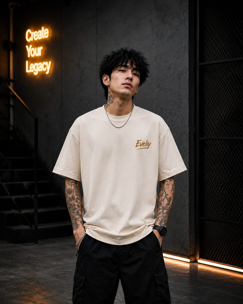 Eveliy Oversized Graphic T-Shirt for Men | Streetwear Printed Cotton Tee