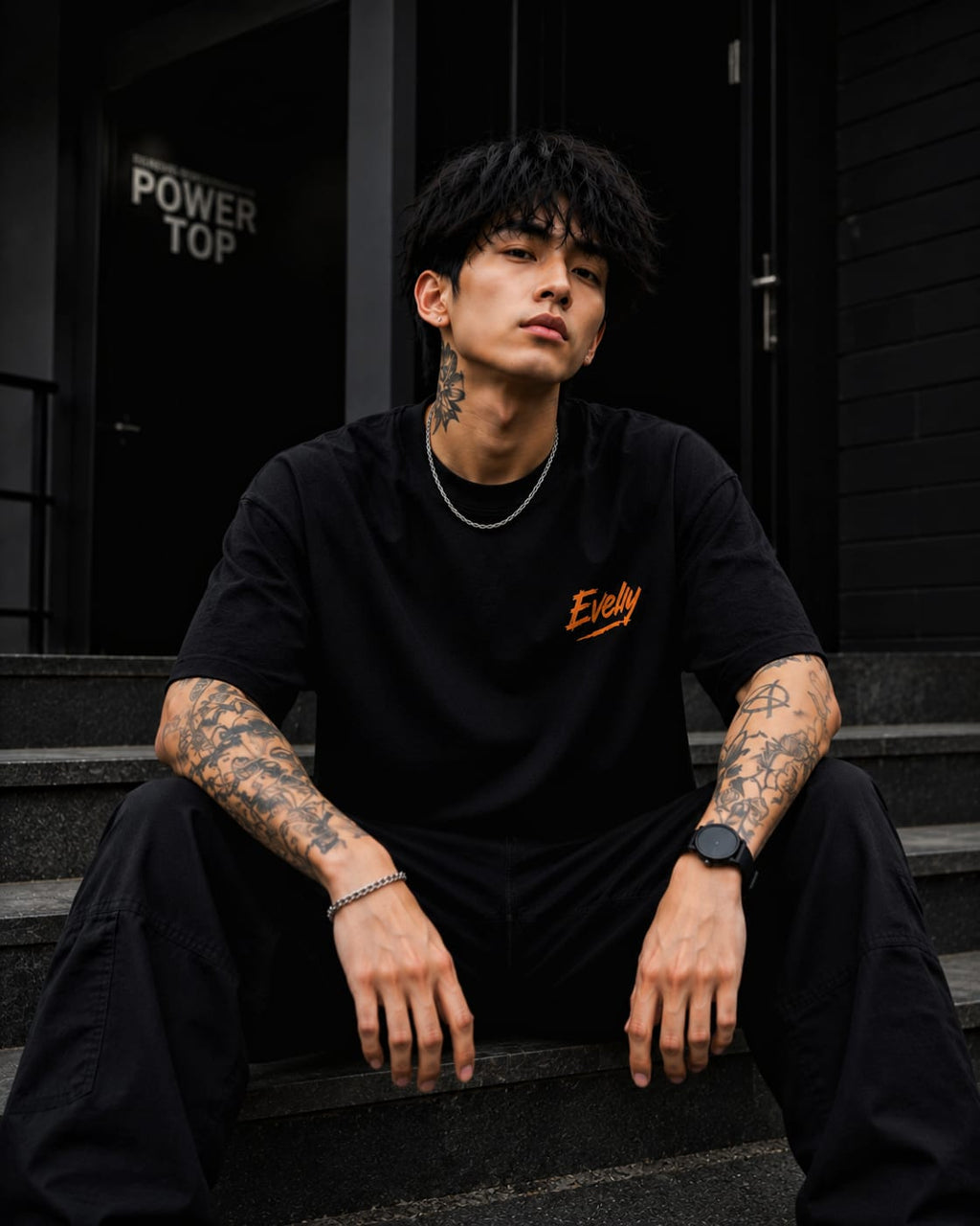 CJP Oversized T Shirt for Men | Youth Streetwear Back Print Black Tee | EVELIY