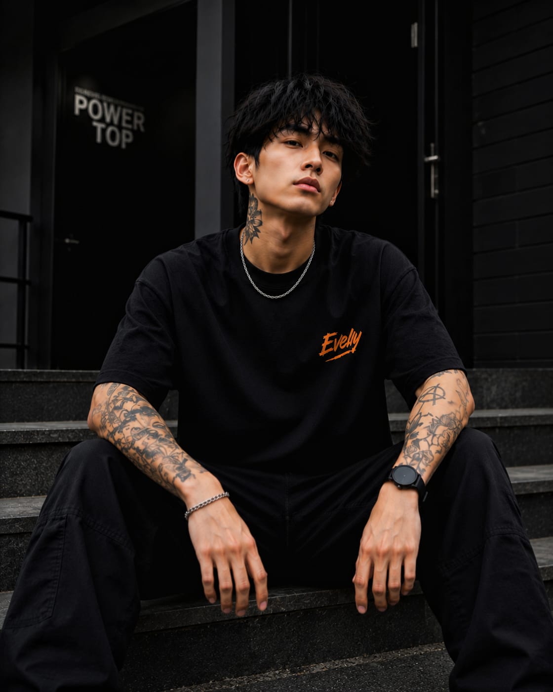 CJP Oversized T Shirt for Men | Youth Streetwear Back Print Black Tee | EVELIY