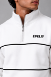 EVELIY Men's Premium White Tracksuit | Half Zip | Regular Fit | Cotton Fleece