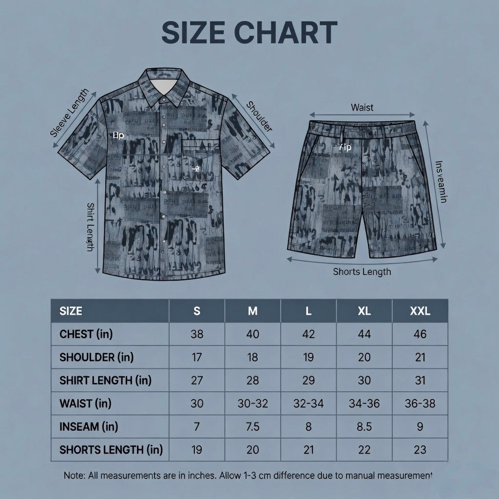 EVELIY Men’s Printed Co-Ord Set – Stylish Shirt & Shorts Combo for Summer Casual Wear