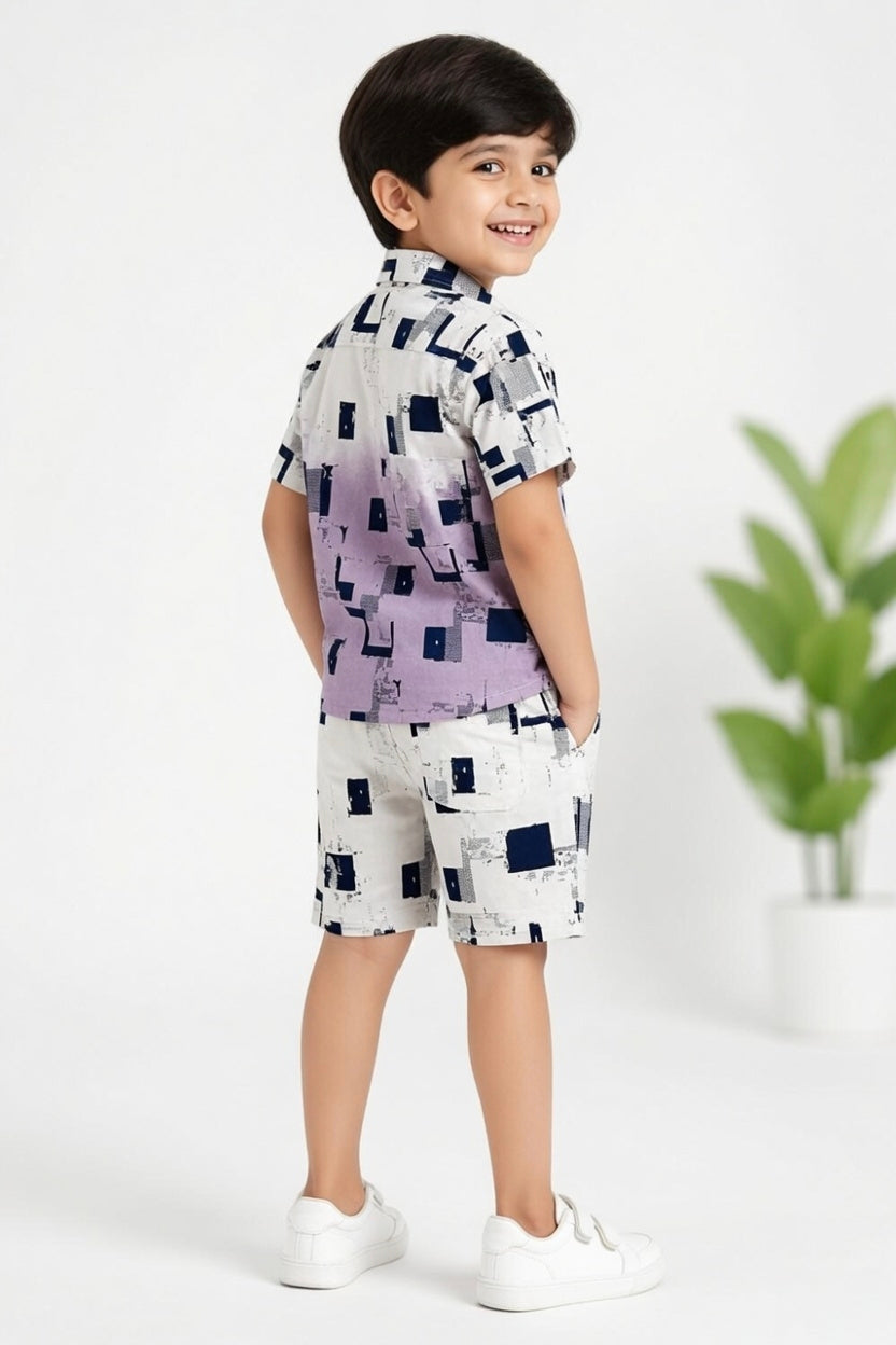 Boys Printed Co-Ord Set for Kids | Stylish Half Sleeve Shirt & Shorts Set for Boys Online India