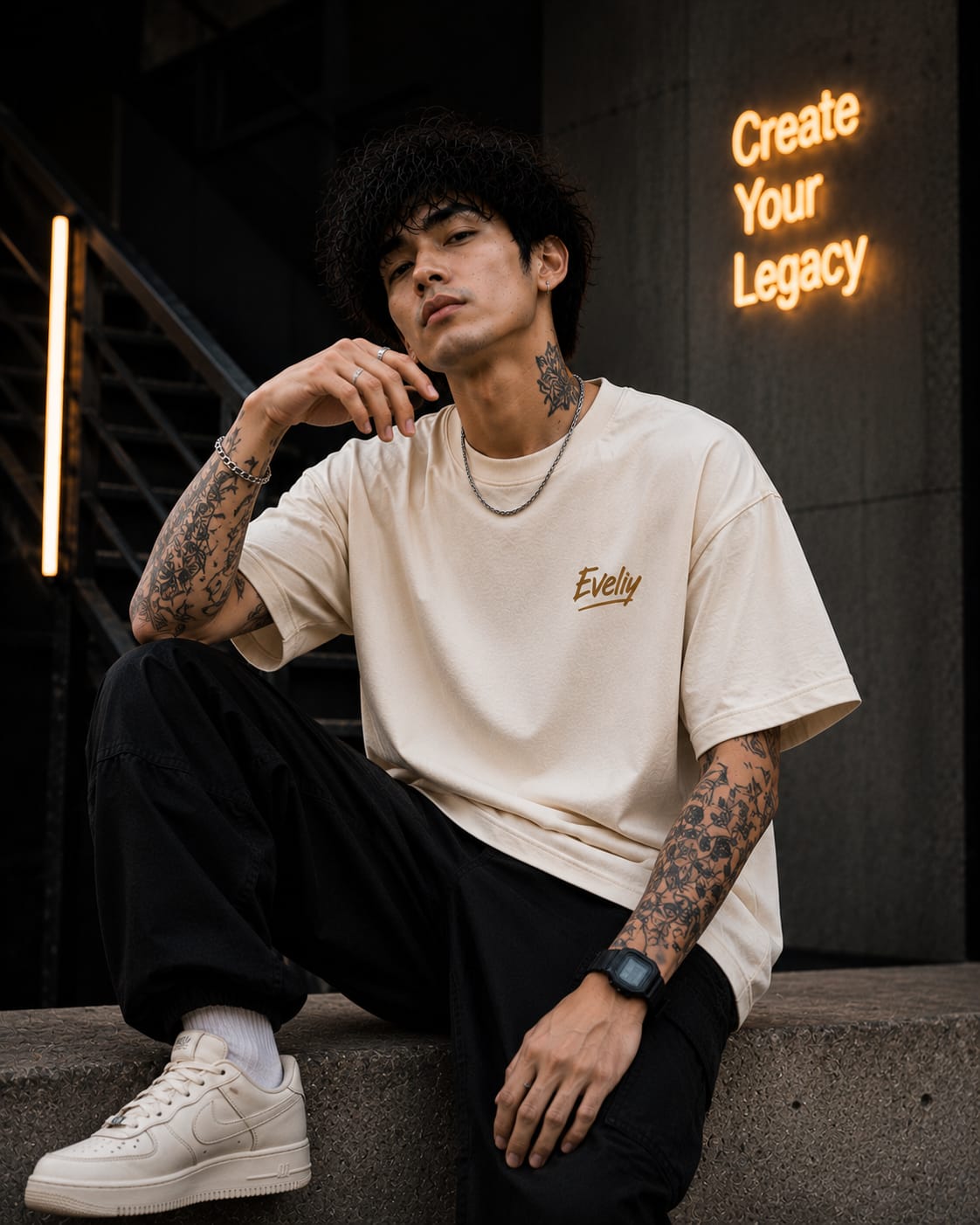 Eveliy Oversized Graphic T-Shirt for Men | Streetwear Printed Cotton Tee