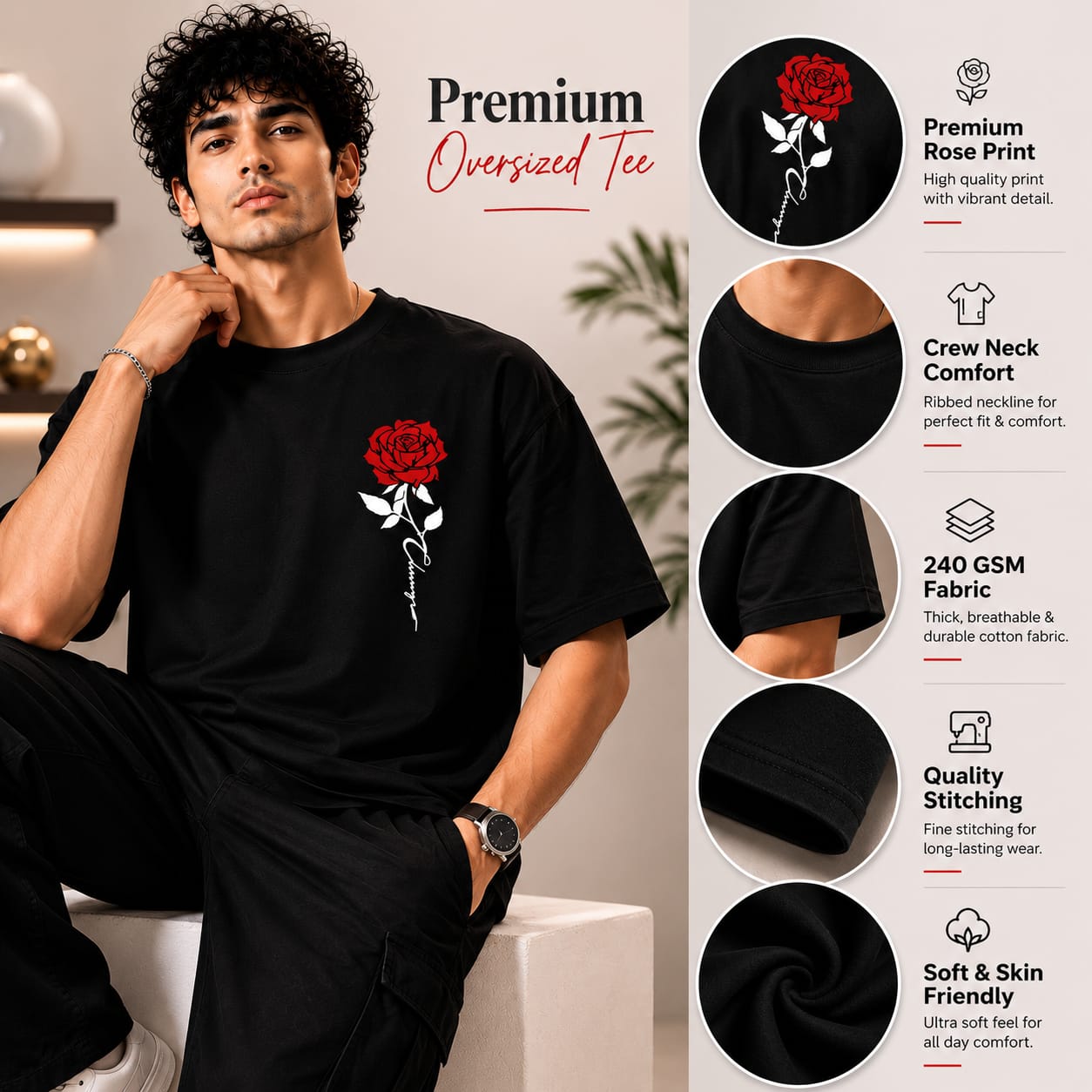 EVELIY Unisex Cotton Regular Fit T-Shirt | Casual Round Neck Tee