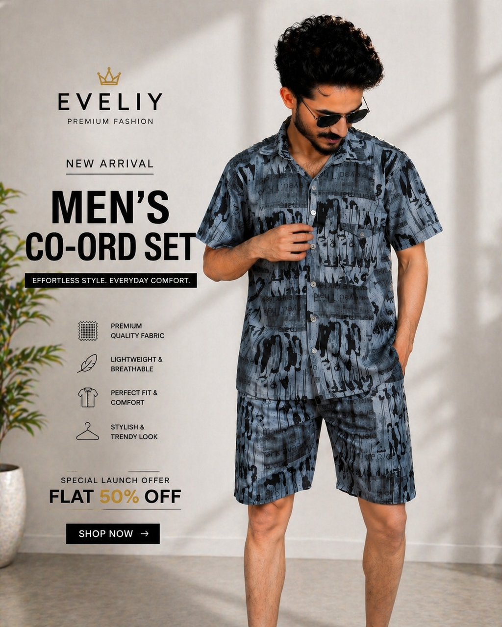 Men’s Co-ord Set Online in India | EVELIY Premium Matching Outfit for Men
