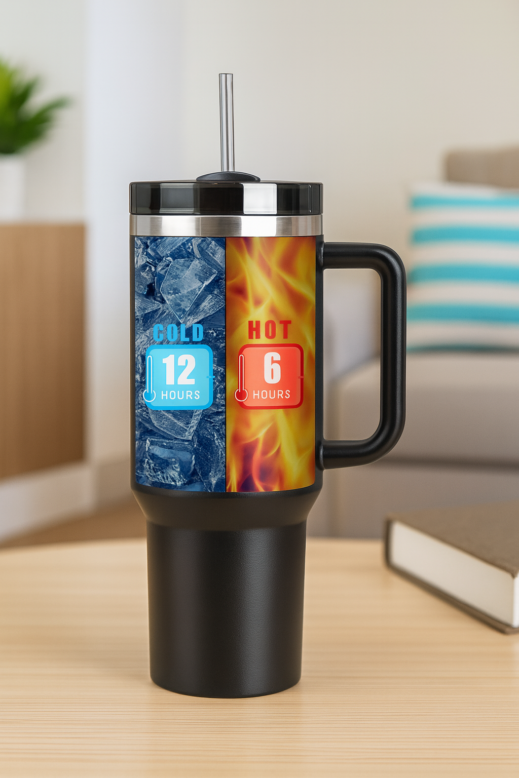 Premium Stainless Steel Insulated Tumbler With Straw &amp; Handle | Hot &amp; Cold Travel Mug&nbsp;