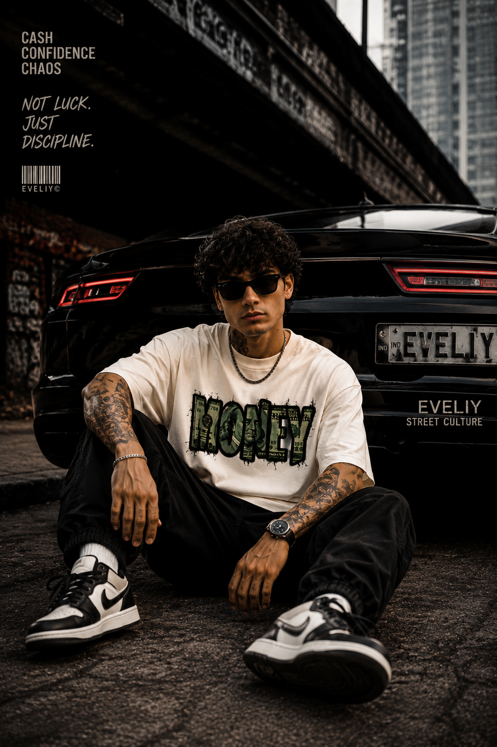 Oversized Graphic T-Shirt for Men | Dollar Print Streetwear Drop Shoulder Tee | EVELIY
