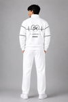 EVELIY Men's Premium White Tracksuit | Half Zip | Regular Fit | Cotton Fleece
