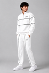 EVELIY Men's Premium White Tracksuit | Half Zip | Regular Fit | Cotton Fleece