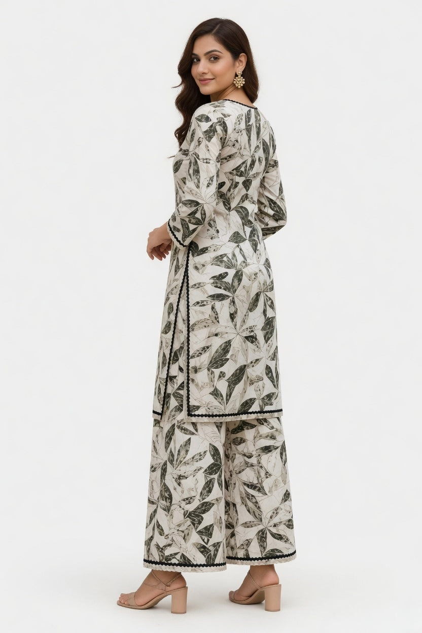 EVELIY Women’s Floral Kurta Pant Set | Stylish Printed Kurti with Palazzo | Daily & Office Wear Ethnic Se
