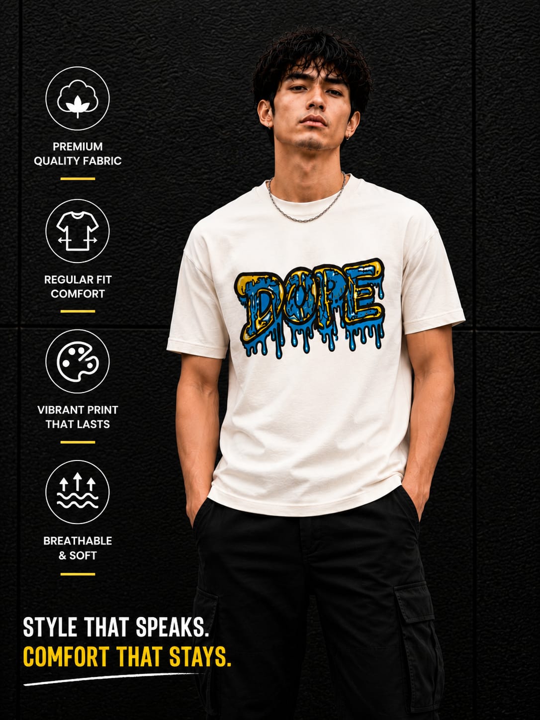 Men's Graphic Printed T Shirt | Grey Regular Fit Round Neck Casual T Shirt for Men