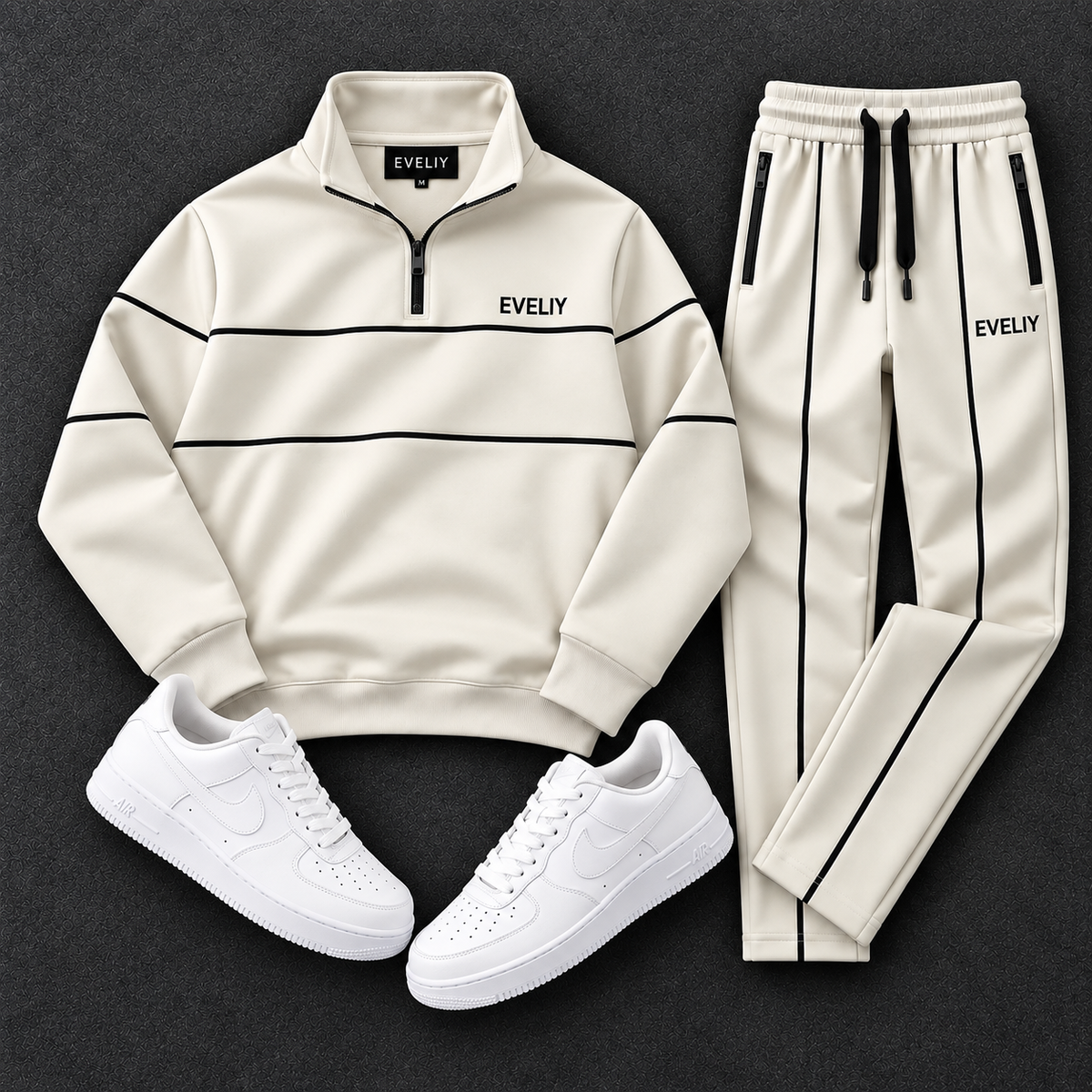 EVELIY 320 GSM Cotton Fleece Premium Tracksuit for Men