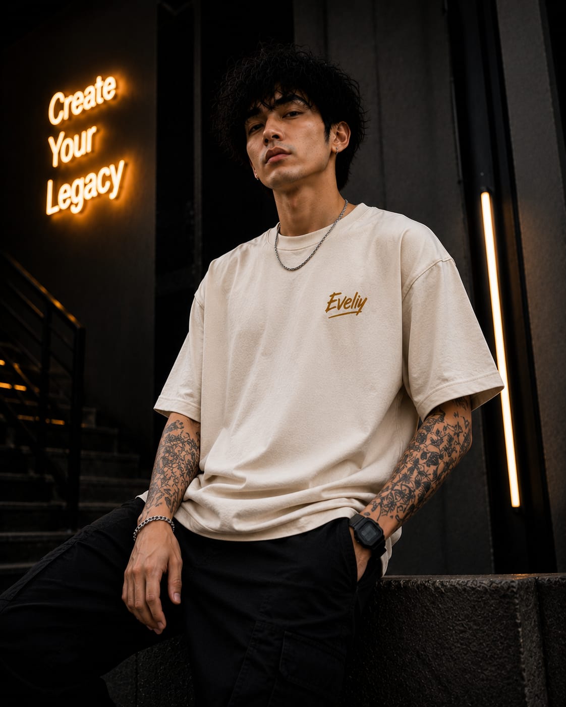 Eveliy Oversized Graphic T-Shirt for Men | Streetwear Printed Cotton Tee