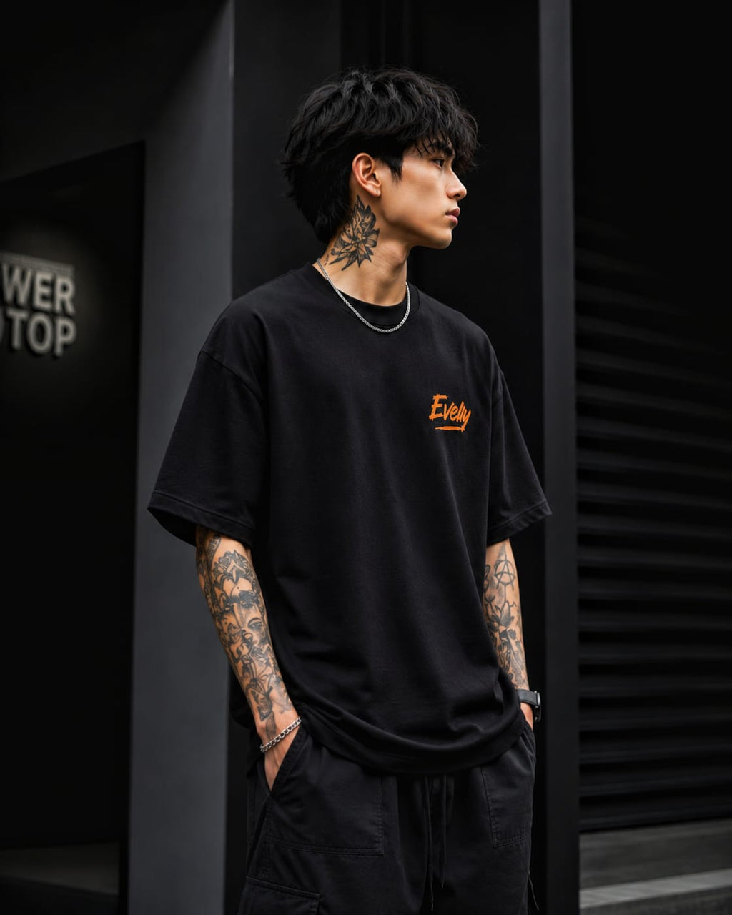 CJP Oversized T Shirt for Men | Youth Streetwear Back Print Black Tee | EVELIY