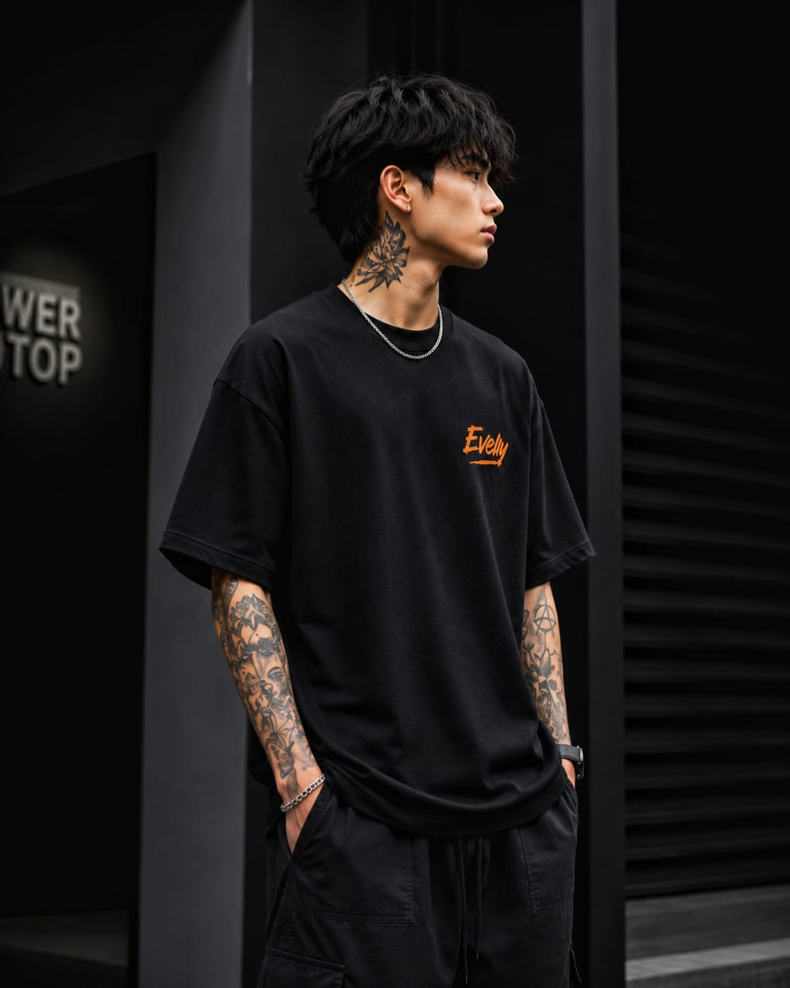 CJP Oversized T Shirt for Men | Youth Streetwear Back Print Black Tee | EVELIY