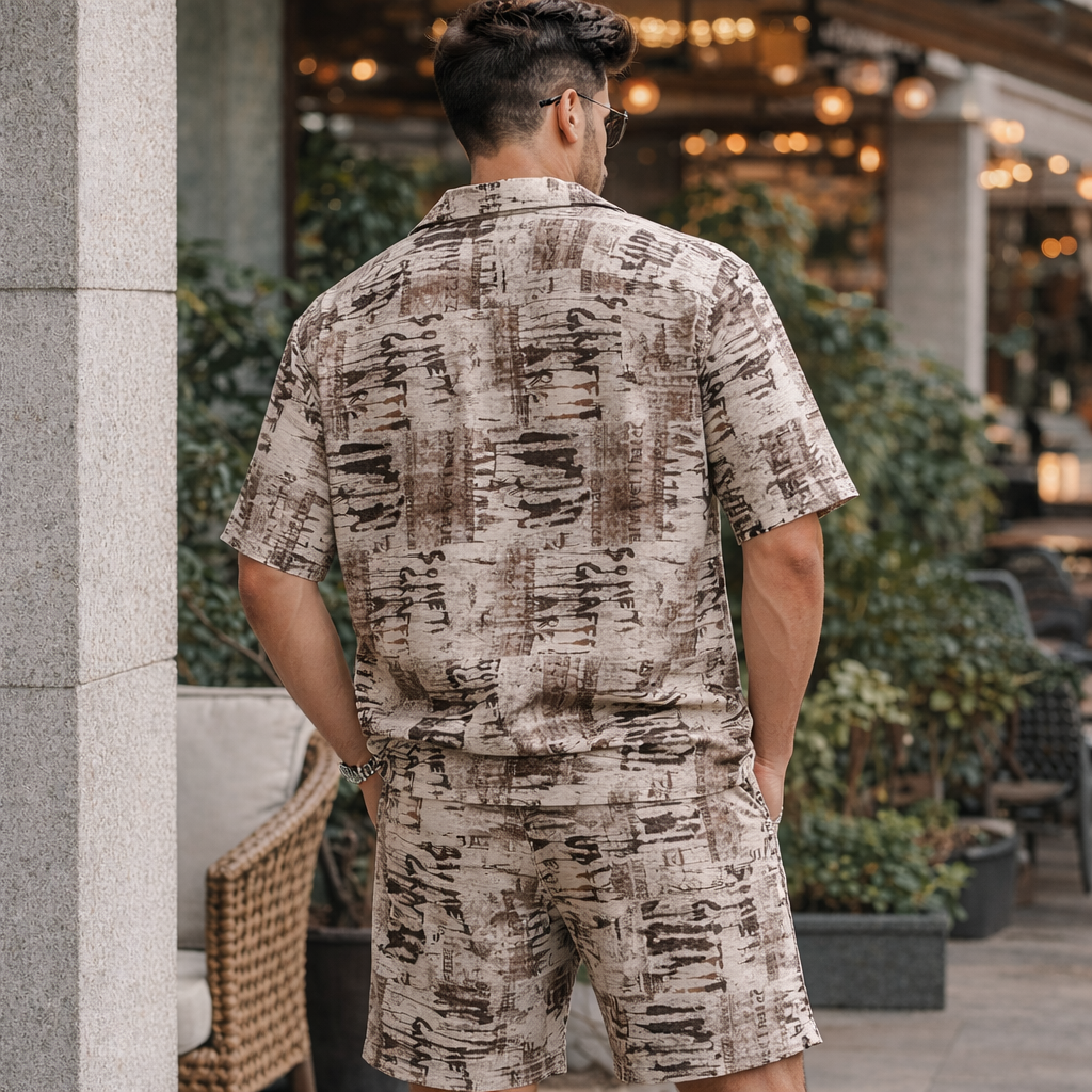 Men Printed Co-Ord Set Summer Outfit | Stylish Shirt & Shorts Set for Men | EVELIY India