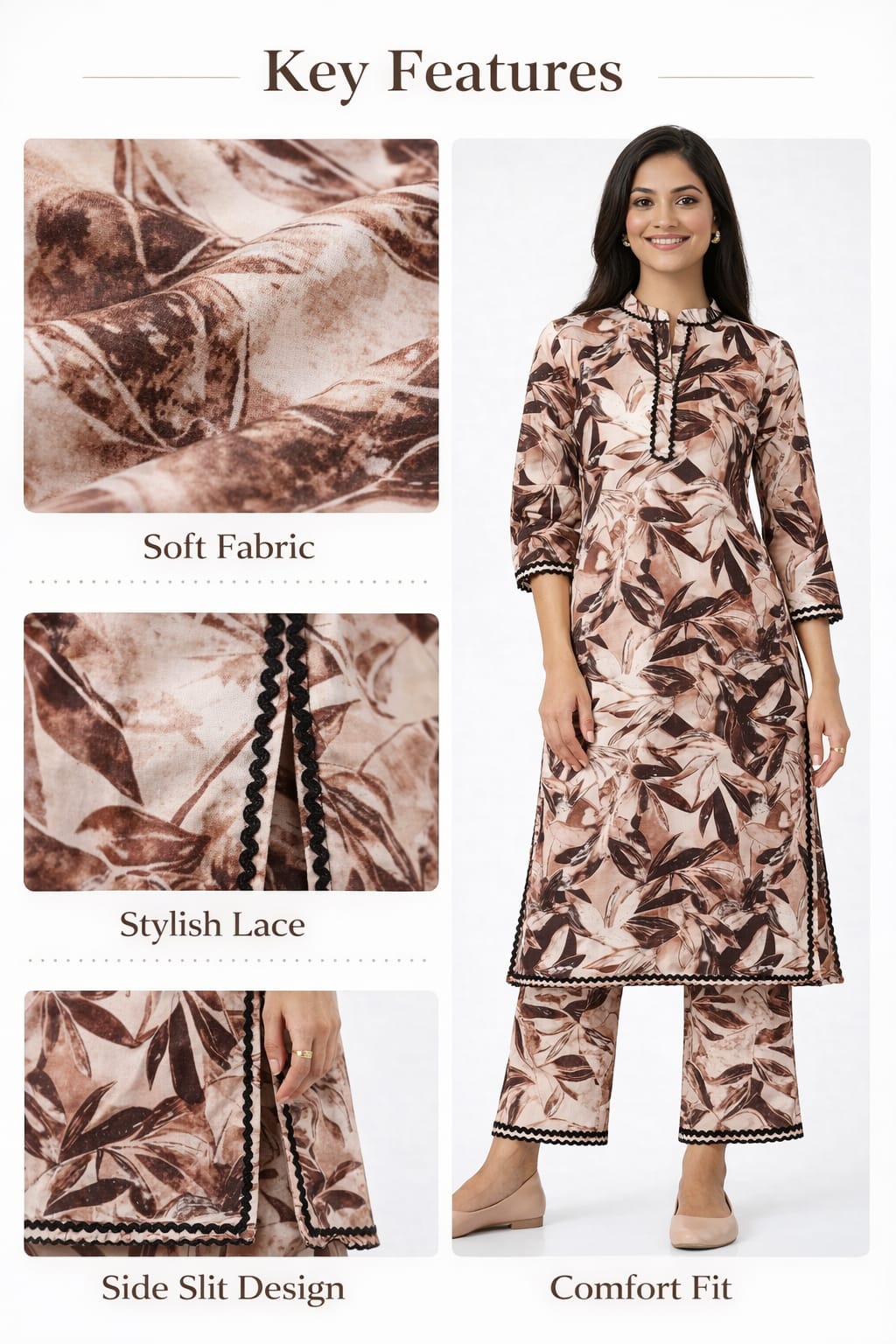 EVELIY Women’s Printed Kurta Pant Set | Stylish Floral Kurti with Pants | Casual & Ethnic Wear for Women